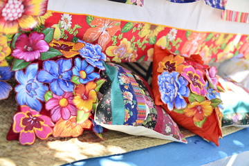 Fototapeta na wymiar colored pillows, hoedown