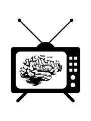 gehirnwäsche tv fernseher beeinflussen denken gehirn intelligent intelligenz schlau gebildet clipart design cool - obrazy, fototapety, plakaty