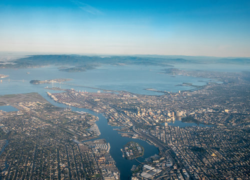 Aerial Picture of Downtown Oakland from the Plane