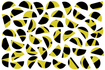 Khaki black random semicircles on white background Abstract geometric shapes pattern in retro style for fabric print textile decor