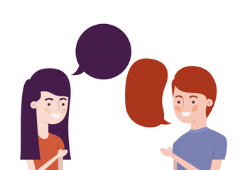 couple with speech bubble avatar character