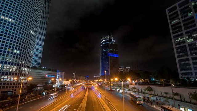 Time Lapse Picture of City Traffic in Downtown Tel Aviv