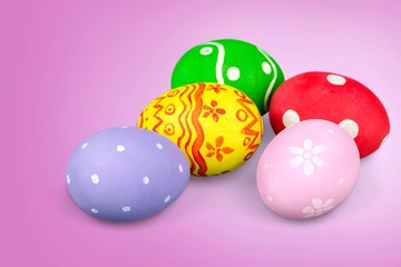 Colorful easter eggs on background