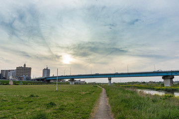 Fototapeta premium 多摩川 河川敷の風景