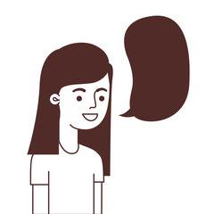 woman with speech bubble avatar character