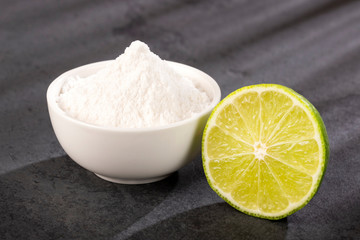 Baking soda with lemon - Citrus × limon. Text space