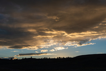 Cloudscape Over Silhouette of Hills