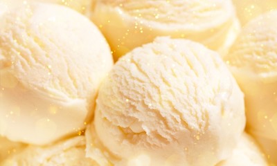 Ice cream vanilla dessert scoops delicious close-up isolated
