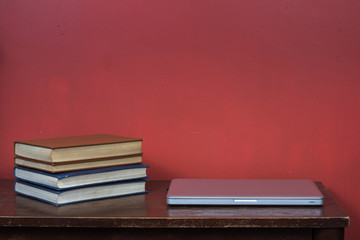 table with books and other elements