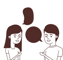 couple with speech bubble avatar character