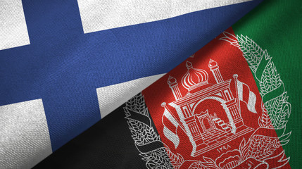 Finland and Afghanistan two flags textile cloth, fabric texture