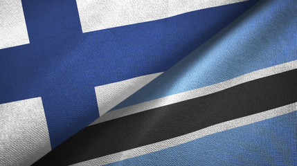 Finland and Botswana two flags textile cloth, fabric texture