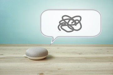 AI speaker on the table. テーブルの上のAIスピーカー