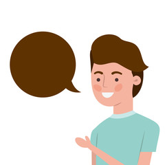 man with speech bubble avatar character
