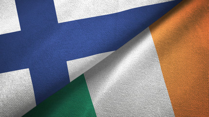 Finland and Ireland two flags textile cloth, fabric texture