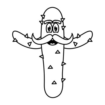 Mexican Cactus With Mustache Emoji Character