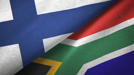 Finland and South Africa two flags textile cloth, fabric texture