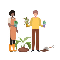 couple with trees to plant avatar character