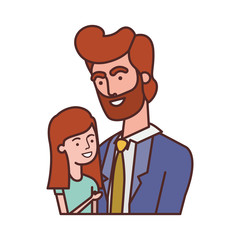 Fototapeta na wymiar father with daughter avatar character