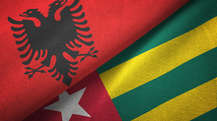 Albania and Togo two flags textile cloth, fabric texture