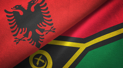 Albania and Vanuatu two flags textile cloth, fabric texture