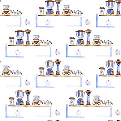 Coffee house aromatic food pattern in a watercolor style. Full name of the food: coffee. Aquarelle food for background, texture, wrapper pattern or menu.