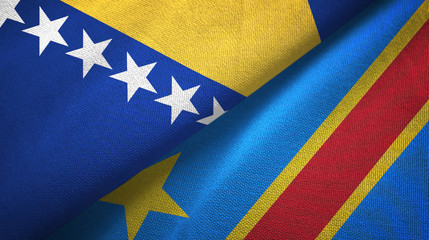 Bosnia and Herzegovina and Congo Democratic Republic two flags textile cloth
