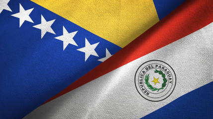 Bosnia and Herzegovina and Paraguay two flags textile cloth, fabric texture