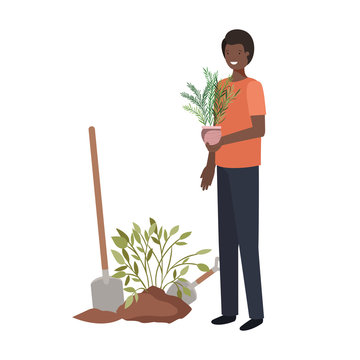 man with tree to plant avatar character