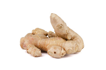 Fresh Ginger roots isolated on white background.