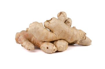 Fresh Ginger roots isolated on white background.