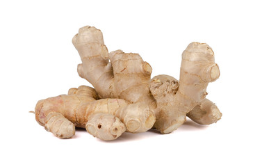 Fresh Ginger roots isolated on white background.