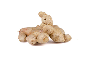 Fresh Ginger roots isolated on white background.