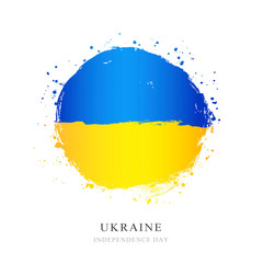 Ukrainian flag in the form of a large circle. Vector illustration
