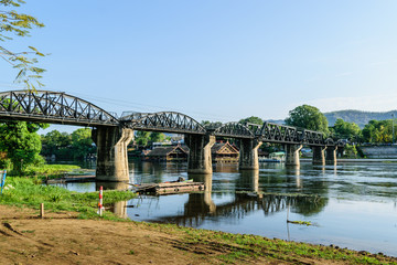 Fototapeta na wymiar The Bridge on the River Kwai in Kanchanaburi province Thailand