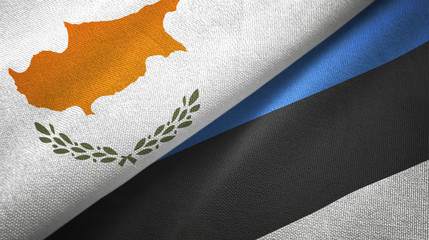 Cyprus and Estonia two flags textile cloth, fabric texture