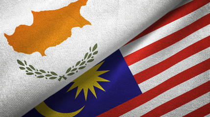 Cyprus and Malaysia two flags textile cloth, fabric texture