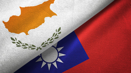 Cyprus and Taiwan two flags textile cloth, fabric texture