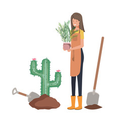 woman with tree to plant avatar character