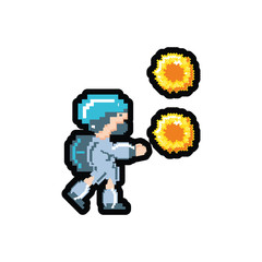 video game avatar with fire balls pixelated