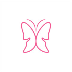 one line art butterfly logo vector template