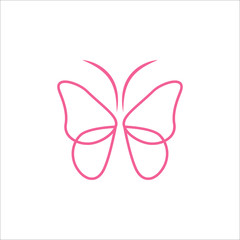 one line art butterfly logo vector template