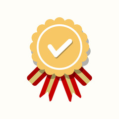 Approved or certified medal icon in a flat design. Rosette icon. Award vector