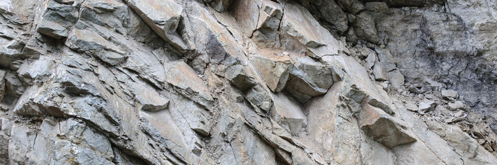 Close-up of abstract rock texture background with cracks and chips.