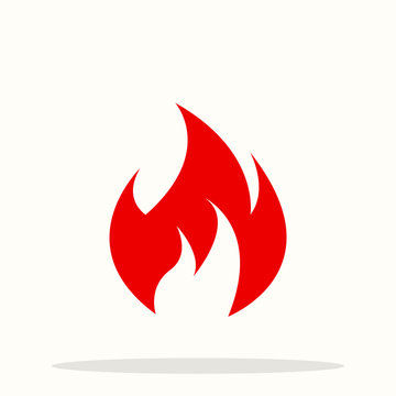 Red Hot Fire. Flame Heat Or Spicy Food Symbol Flat  Icon For Apps And Websites