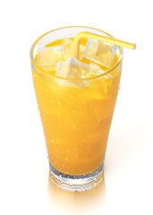Orange juice glass isolated on white background, 3D rendering