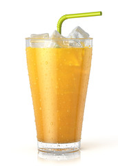 Orange juice glass isolated on white background, 3D rendering