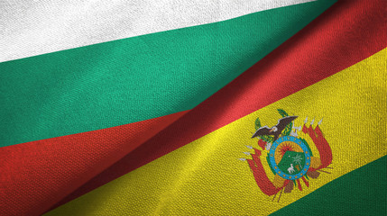 Fototapeta premium Bulgaria and Bolivia two flags textile cloth, fabric texture