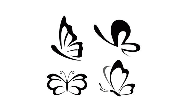beauty butterfly logo set