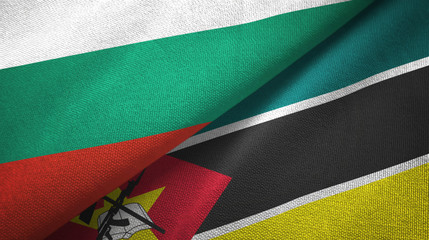 Bulgaria and Mozambique two flags textile cloth, fabric texture